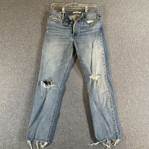 Levi's Wedgie Straight Jeans Womens 29 High Rise Distressed Raw Hem Denim Y2K